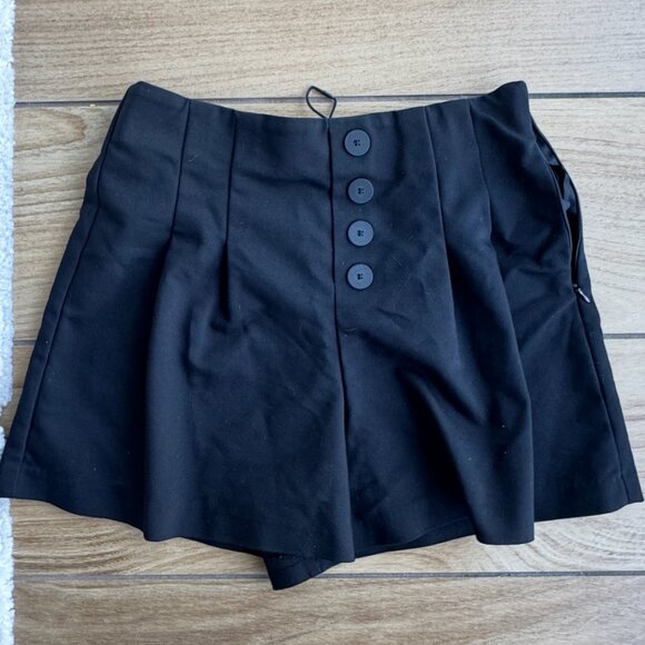 ZARA Button Ultra High Waisted Black‎ Shorts size small - Picture 1 of 3